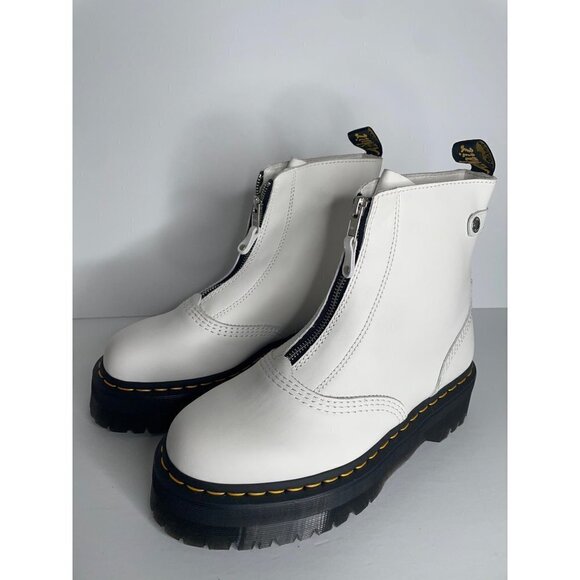 Doc Dr. Martens Jetta Zipped Leather Platform Boot in White Size 41 US 9 NEW - Picture 2 of 7
